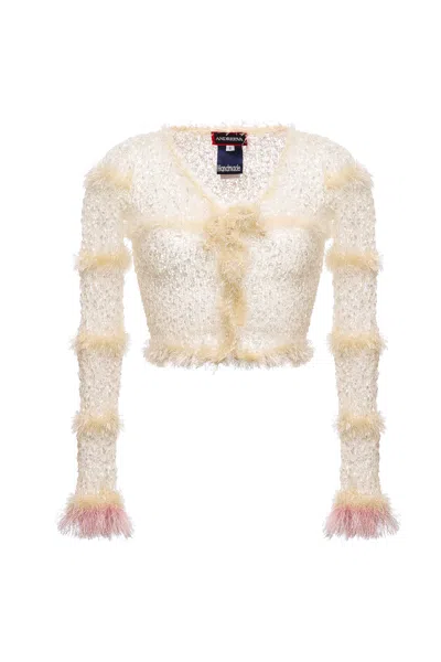 Andreeva Women's White Swan Handmade Knit Sweater