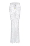 Andreeva Women's White Vanilla Handmade Crochet Pants In White