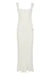 Andreeva White Vanilla Knit Dress With Handmade Embroidery In White