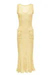 Andreeva Women's Yellow / Orange Champagne Rose Knit Dress With Feathers In Yellow/orange