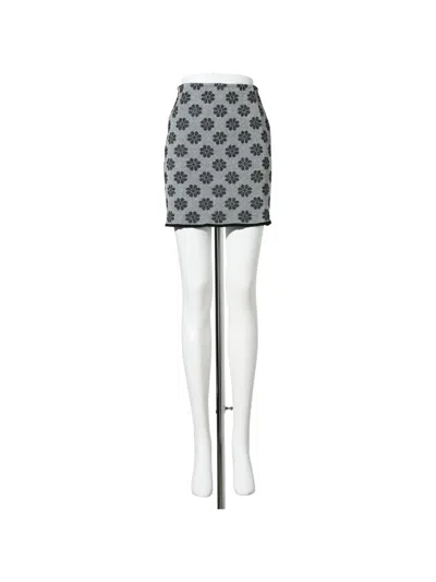 Andrej Gronau Flower-pattern Mini Skirt In Gray