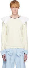 Andrej Gronau Off-white Draped Shoulder Jersey Top