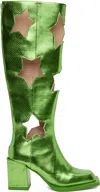 Andrej Gronau Ssense Exclusive Green Snake Star Cut Boots In Metallic Lime