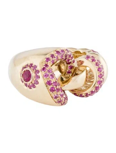 Pre-owned Andreoli 14k 1.71ctw Pink Sapphire Fish Cocktail Ring In Multi