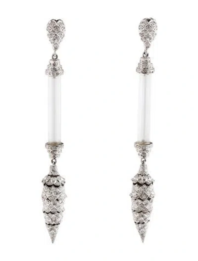 Pre-owned Andreoli 14k 2.25ctw Diamond & Quartz Drop Earrings In Multi