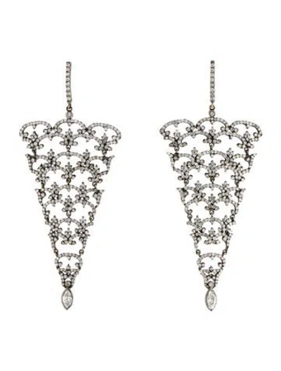 Pre-owned Andreoli 14k 7.84ctw Diamond Chandelier Drop Earrings In Multi