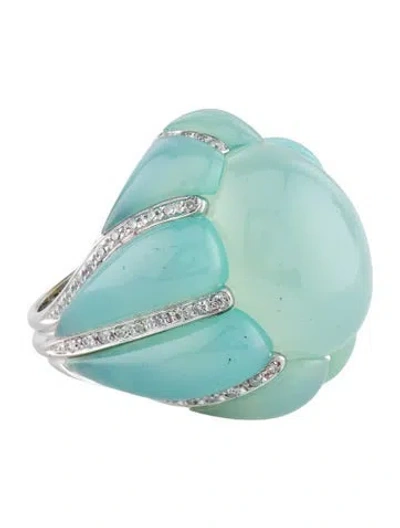 Pre-owned Andreoli 18k Diamond & Chalcedony Cocktail Ring In Multi
