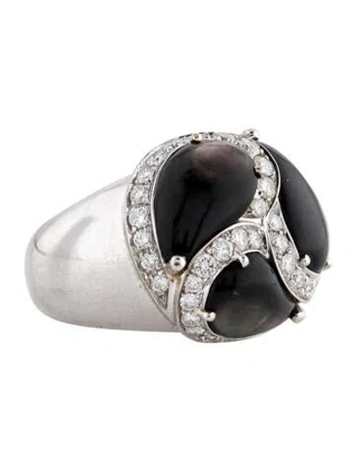 Pre-owned Andreoli 18k Diamond & Mother Of Pearl Cocktail Ring In Black