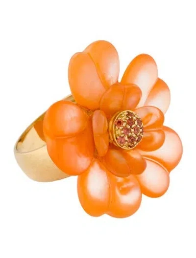 Pre-owned Andreoli 18k Dyed Mother Of Pearl & Sapphire Flower Cocktail Ring In Multi