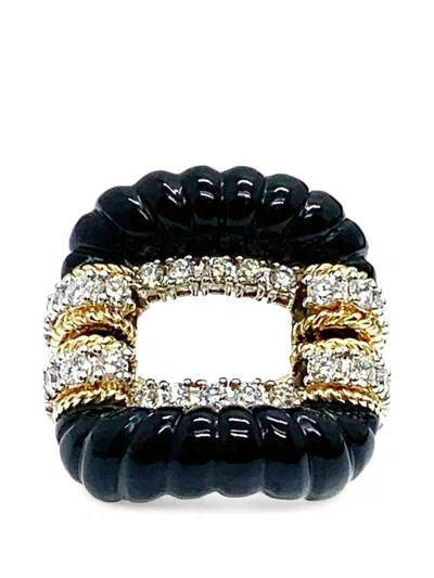 Andreoli Diamond And Onyx Ring In Black