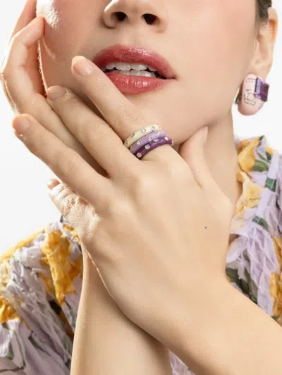 Andreoli Diamond Dark Purple Band Ring In Multi