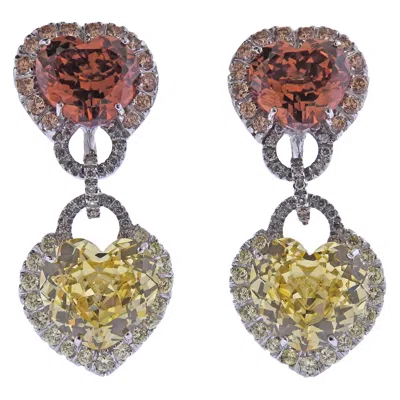 Pre-owned Andreoli Gold Sapphire Gemstone Diamond Earrings In Blue