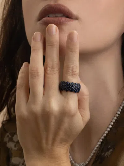 Andreoli Sapphire Stretch Ring In Black