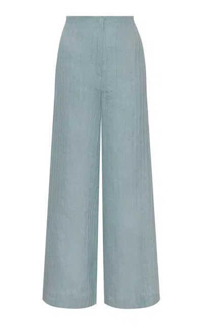 Andres Otalora A Mano Handmade Embroidered Linen Pants In Green