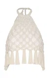 Andres Otalora A-mar Handmade Macrame Cotton-linen Top In Beige
