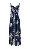 Andres Otalora Aarkid Plissé Chiffon Maxi Dress In Navy