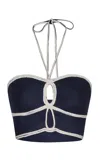 Andres Otalora Agave Embroidered Linen Halter Top