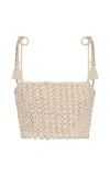 Andres Otalora Agua De Ti Cotton Macrame Cropped Top In Neutral