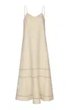 Andres Otalora Al Viento Embroidered Linen Maxi Dress In White