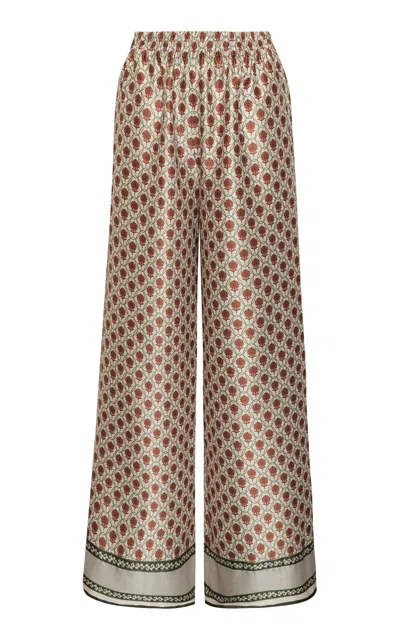 Andres Otalora Alba Printed Wide-leg Pants In Brown