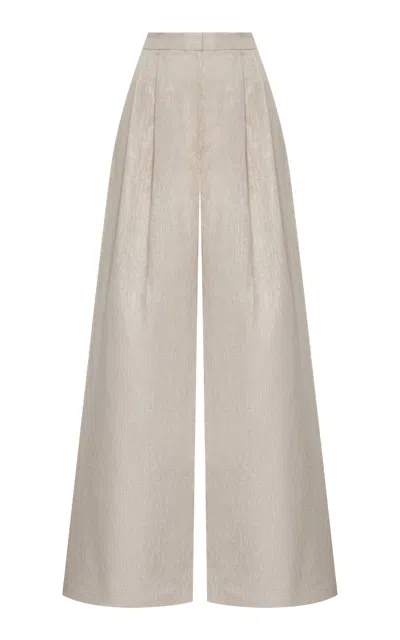 Andres Otalora Ama Y Haz Wide-leg Linen Pants In Gray