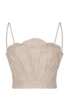 Andres Otalora Amapolas Linen Corset Top In Khaki