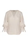 Andres Otalora Amatista Linen Top In Ivory