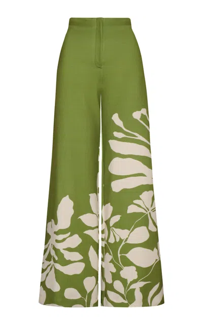 Andres Otalora Amores Tuyos Printed Wide-leg Pants In Green
