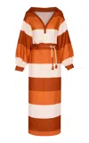Andres Otalora Ancestrales Belted Linen Maxi Dress In Multi