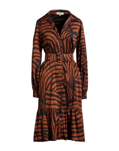 Andres Otalora Andres Otálora Woman Midi Dress Brown Size 10 Cotton