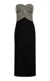 Andres Otalora Arco Real Canvas-trimmed Linen Midi Dress In Black