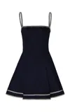 Andres Otalora Aroma A Ti Embroidered Cotton Mini Dress In Navy