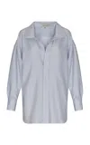 Andres Otalora Asha Oversized Cotton Poplin Shirt In Blue
