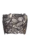Andres Otalora Astromelia Embroidered Tulle Crop Top In Navy