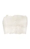 Andres Otalora Astromelia Embroidered Tulle Crop Top In Off-white