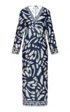 Andres Otalora Auras Linen Tunic Maxi Dress In Navy