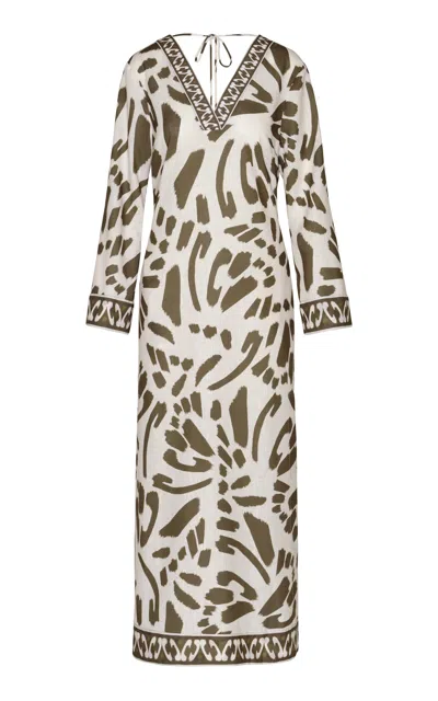Andres Otalora Auras Linen Tunic Midi Dress In Green