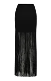 Andres Otalora Aurora Sutil Fringed Cotton Skirt In Black