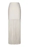 Andres Otalora Aurora Sutil Fringed Cotton Skirt In White