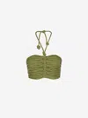 Andres Otalora Ayla Knotted Linen Crop Top