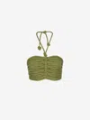 Andres Otalora Ayla Knotted Linen Crop Top In Green