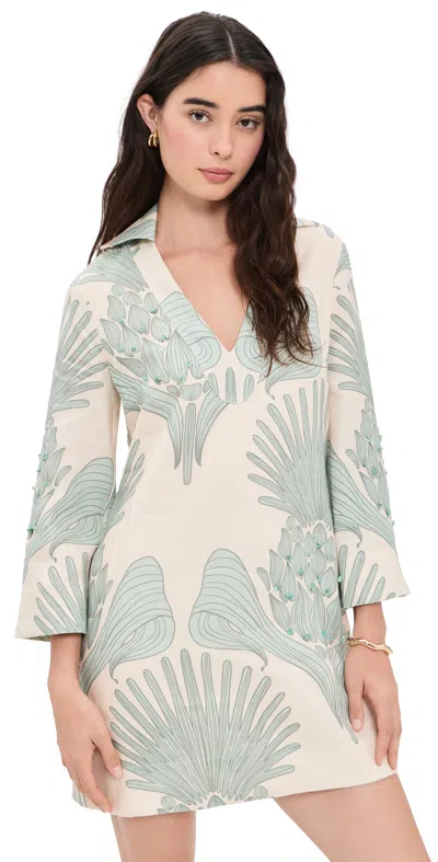Andres Otalora Aziza Mia Embroidered Mini Tunic Mint Mosaique