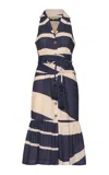 Andres Otalora Azuladas Belted Midi Shirt Dress In Navy