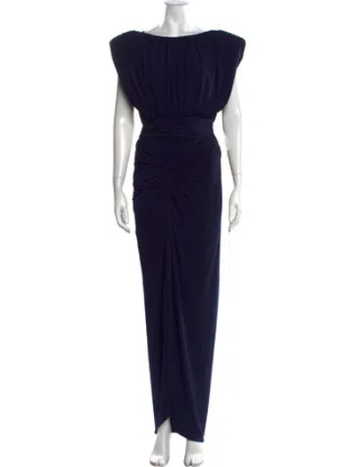 Pre-owned Andres Otalora Bateau Neckline Long Dress W/ Tags In Blue