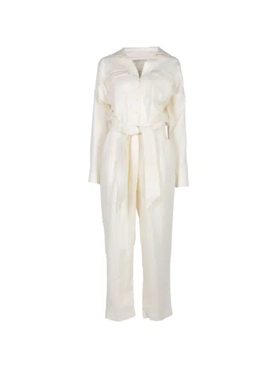 Andres Otalora Belted Button-up Jumpsuit In White