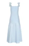 Andres Otalora Benditas Embellished Linen Maxi Dress In Blue