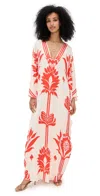 Andres Otalora Bidaee Caftan Ivory/coral Lotus In Ivory/coral Lotus
