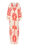 Andres Otalora Bidaee Printed Satin Caftan In Ivory