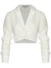 Andres Otalora Brisas Twisted Linen Crop Top In White