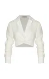 Andres Otalora Brisas Twisted Linen Crop Top In White